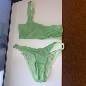 Triangl Lime Sparkle One Shoulder Bikini